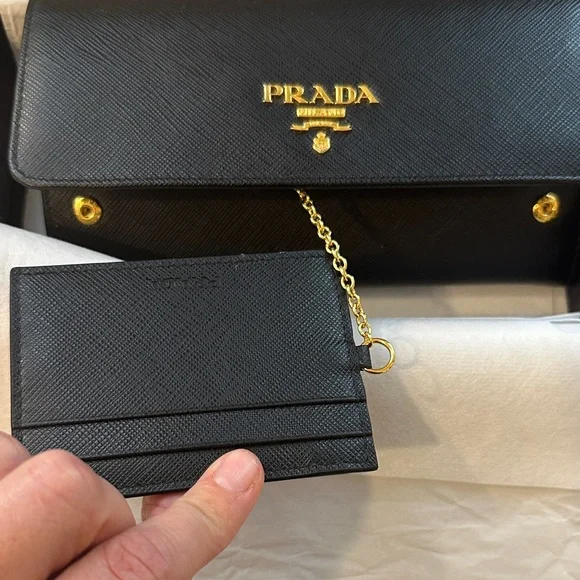 Prada Black Wallet with Gold Logo - Picture 7 of 14